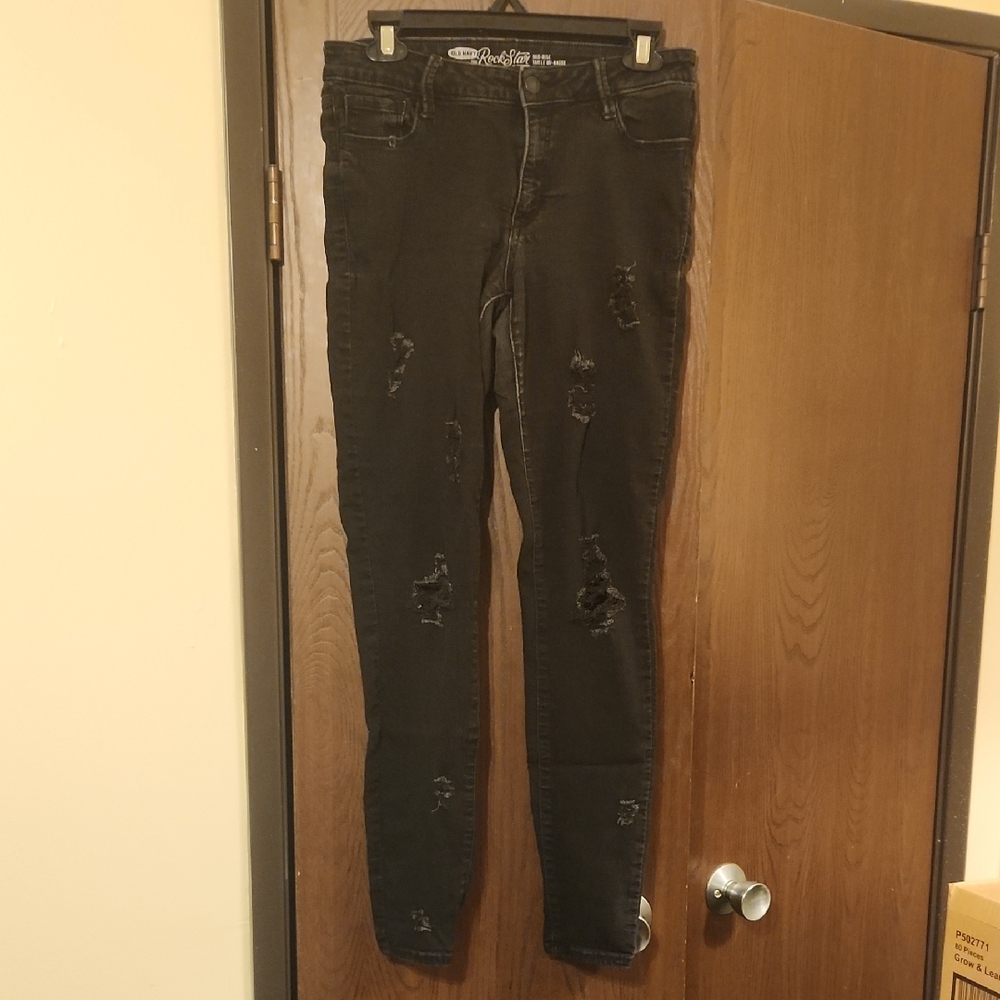 Old Navy Black Skinny Distressed Jeans